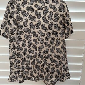 Stella McCartney Black Leaf Print Silk Shirt